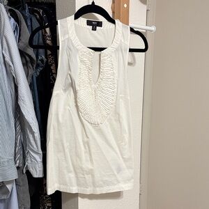 Massimo White Ruffle Bib Tank Top